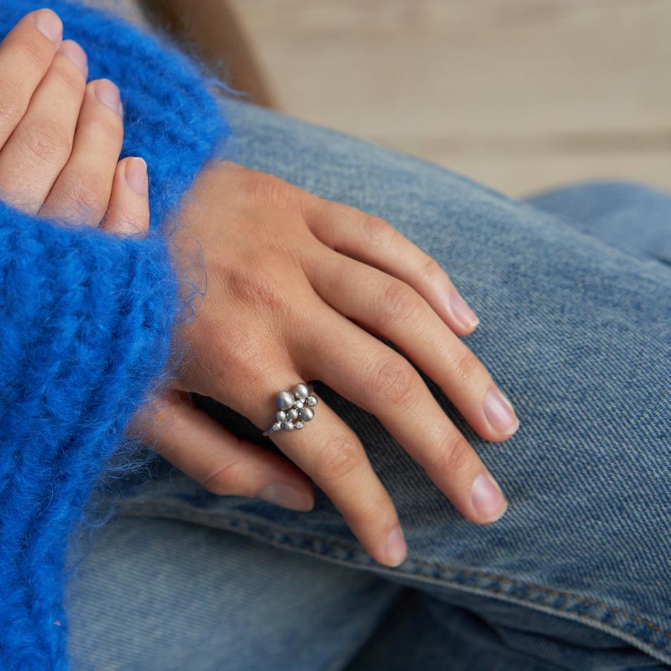Pebbles ring sølv 4