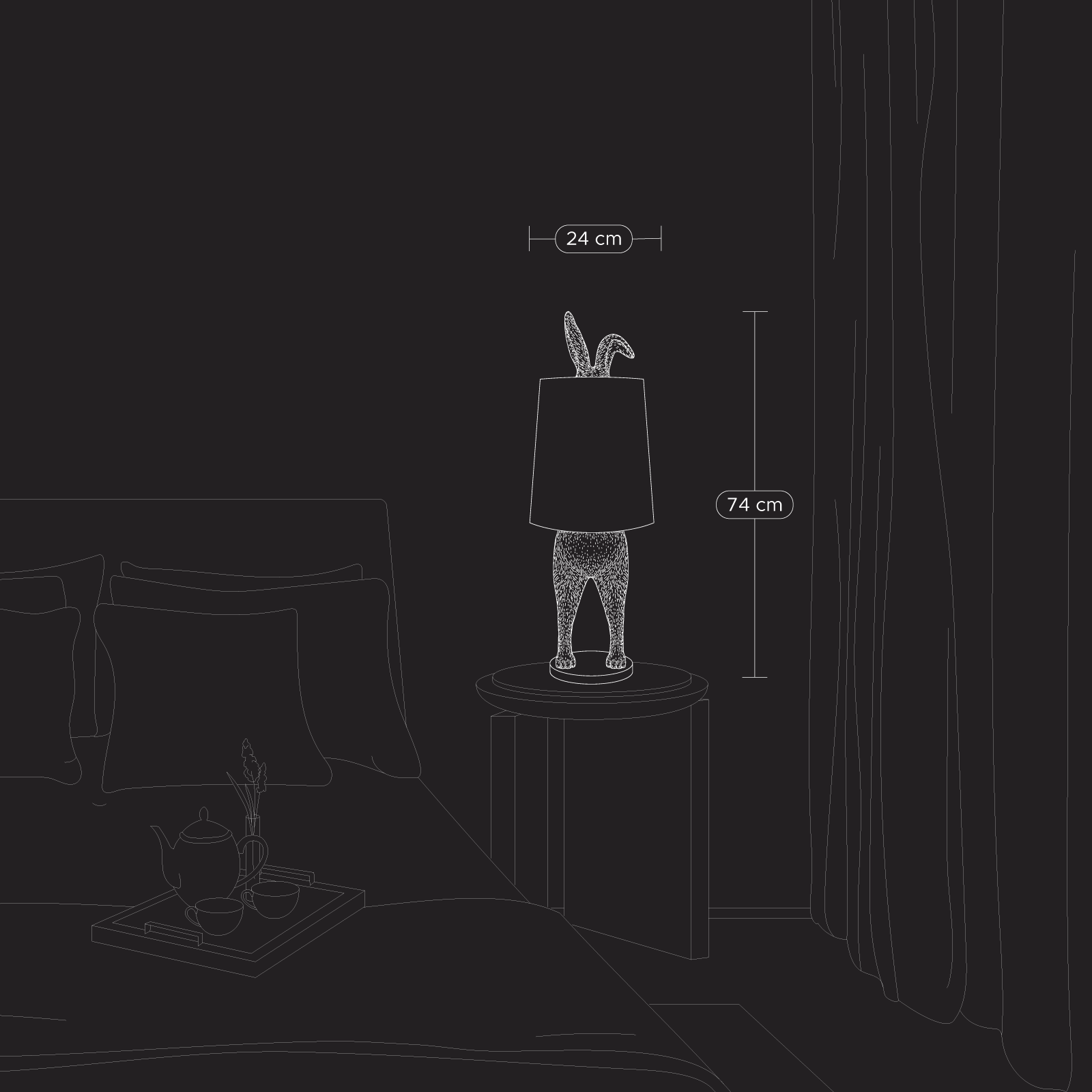 Hiding Bunny bordlampe i sølv 4