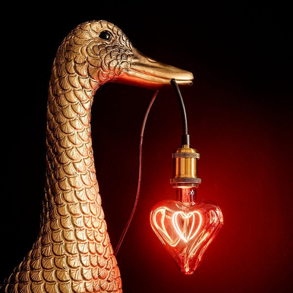 LED heart filament bulb, red 1