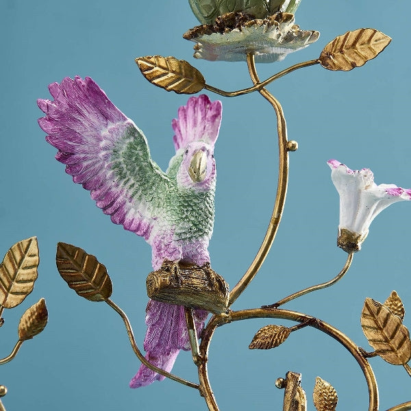 Papegøye Lysestake m 3 lys, Grønn 3