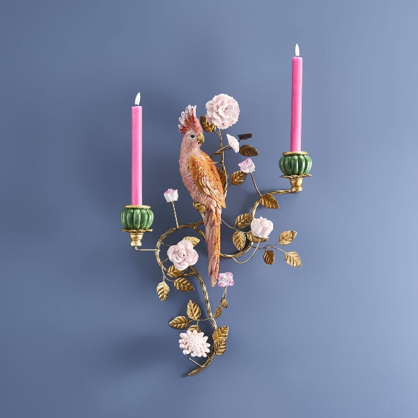 Stor Papegøye på vegg lysestake orange/gold, 1