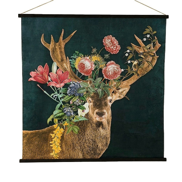 Kakemono Deer with peonies veggteppe 1