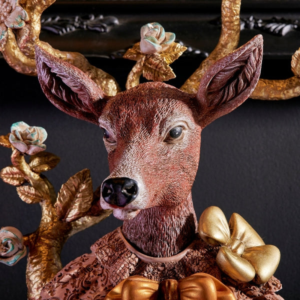 Stor Lysestake av Erika hjort med 5 lys. 2