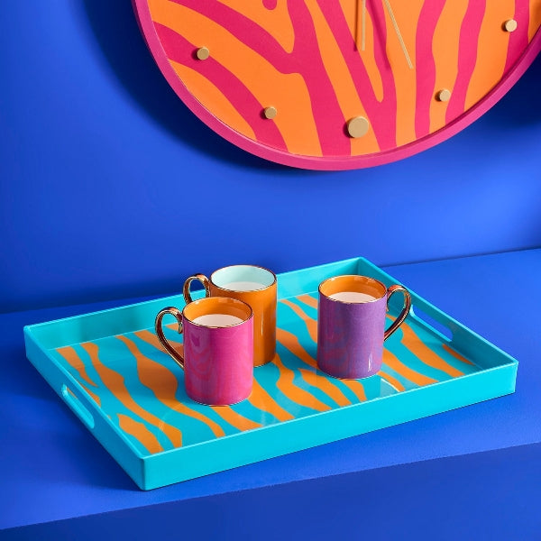 Serveringsbrett Zebra orange/turkis 1