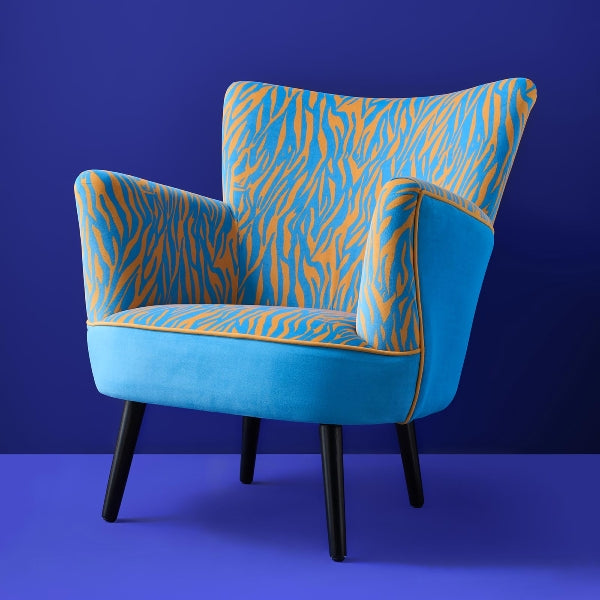 Lenestol Zebra blå/orange 1