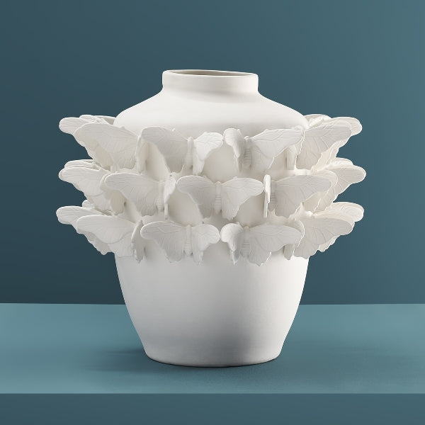 Vase Butterflies matt hvit 4