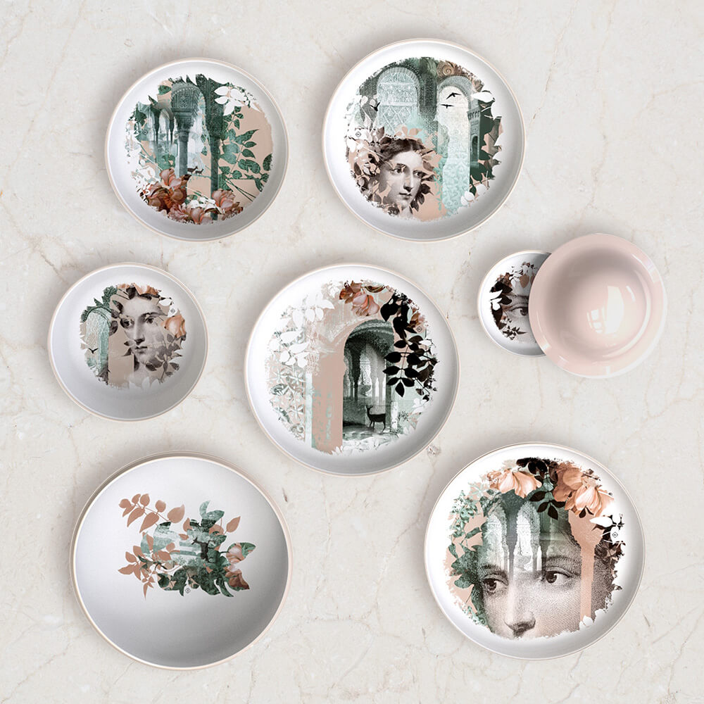 Qing vase - Stablebar sett av tallerkener  7