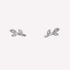 Jungle Ivy sparkle leaf ørestikker sølv 1