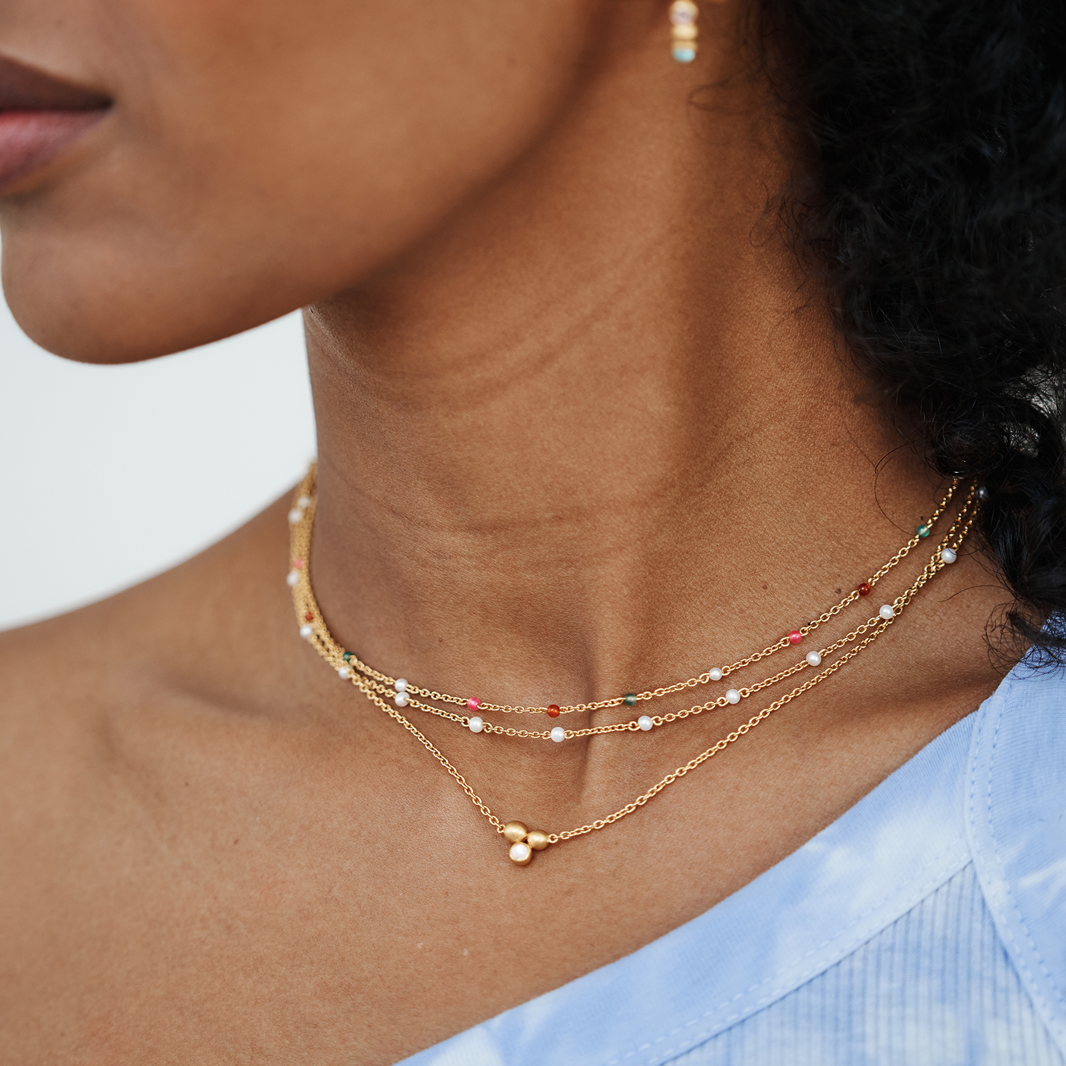Pebbles halskjede color gold/pink 2