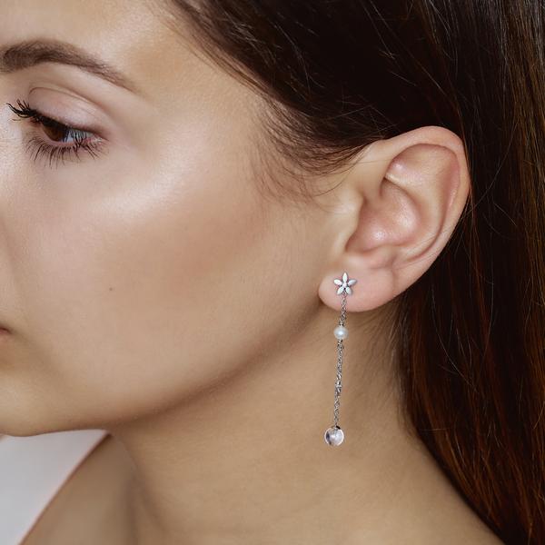 Posy Øredobber Sølv Rosa 2