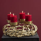 Wreath 4 Candle Holder Gold 2