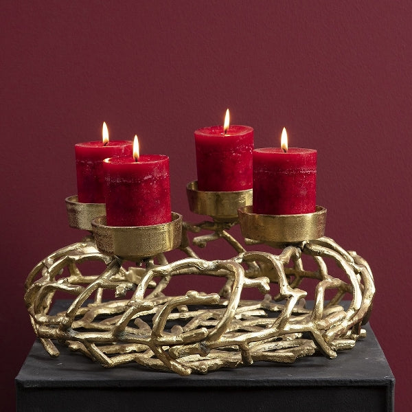 Wreath 4 Candle Holder Gold 2