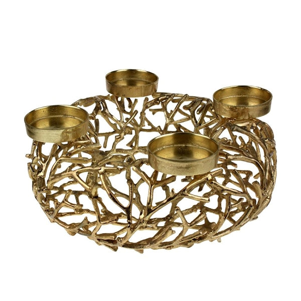 Wreath 4 Candle Holder Gold 4