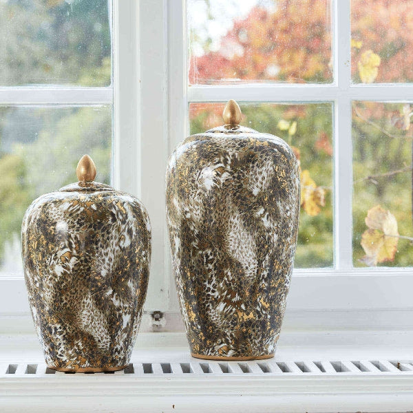 Vase med lokk i Leopard mønster 1