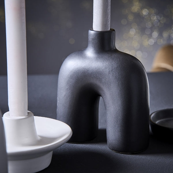 Arc Candle Holder Black/White 1