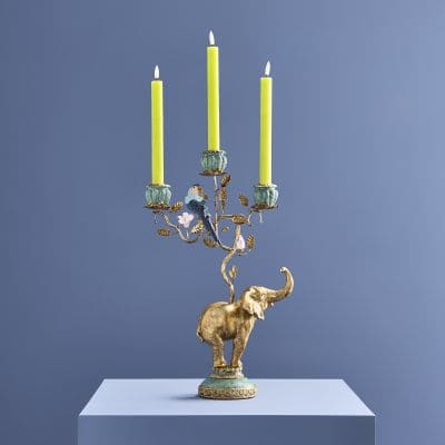 Elefant med papegøyer lysestake 1