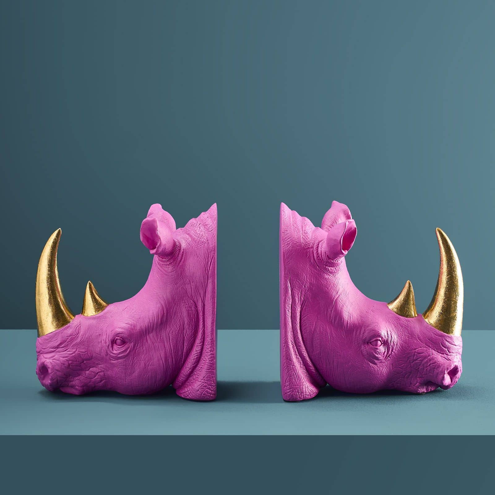 Neshorn Bokstøtter i par - Magenta/ Gull 2