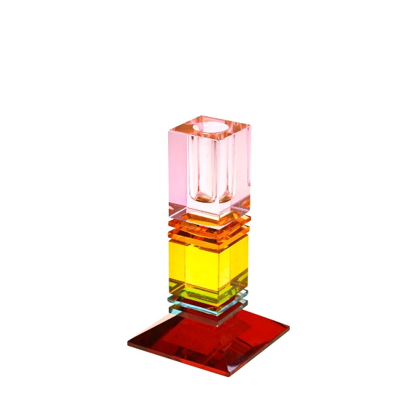 Fancy Crystal Lysestake rosa/gul/rød 18cm 1
