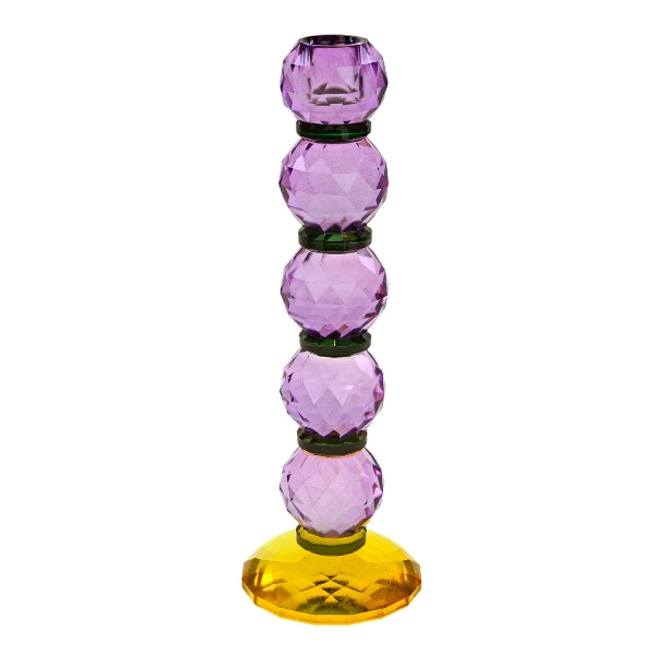 Fancy Crystal Lysestake lilla/gul  Rund 27cm 1