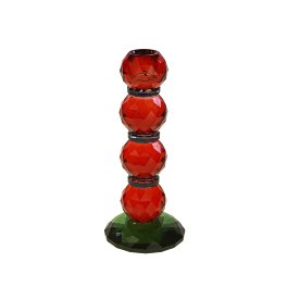 Fancy Crystal Lysestake rød/grønn Rund 22cm 1