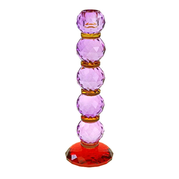 Fancy Crystal Lysestake lilla/rød  Rund 27cm 1