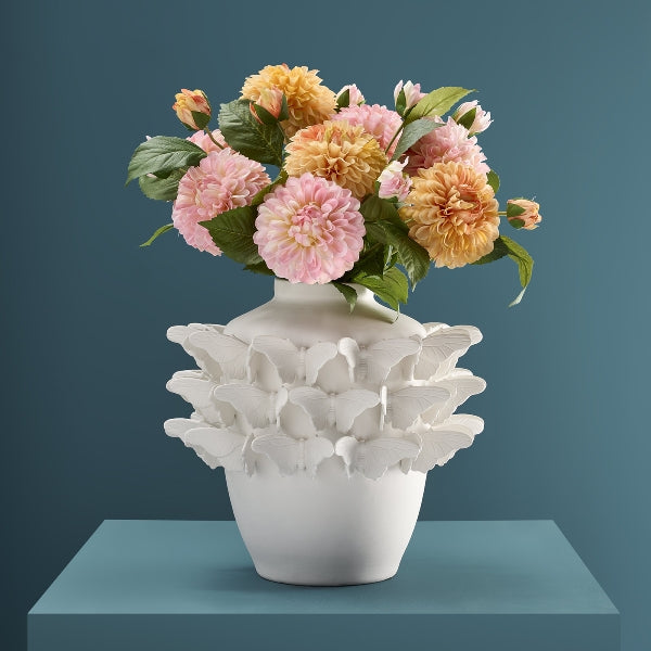 Vase Butterflies matt hvit 3